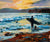 Shell Beach Sunset Surf | 20x24 | Original Oil on Wood