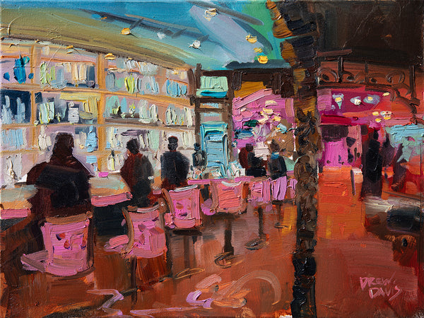 Silver Bar Cocktail Lounge - Madonna | 12x16 | ORIGINAL OIL ON CANVAS