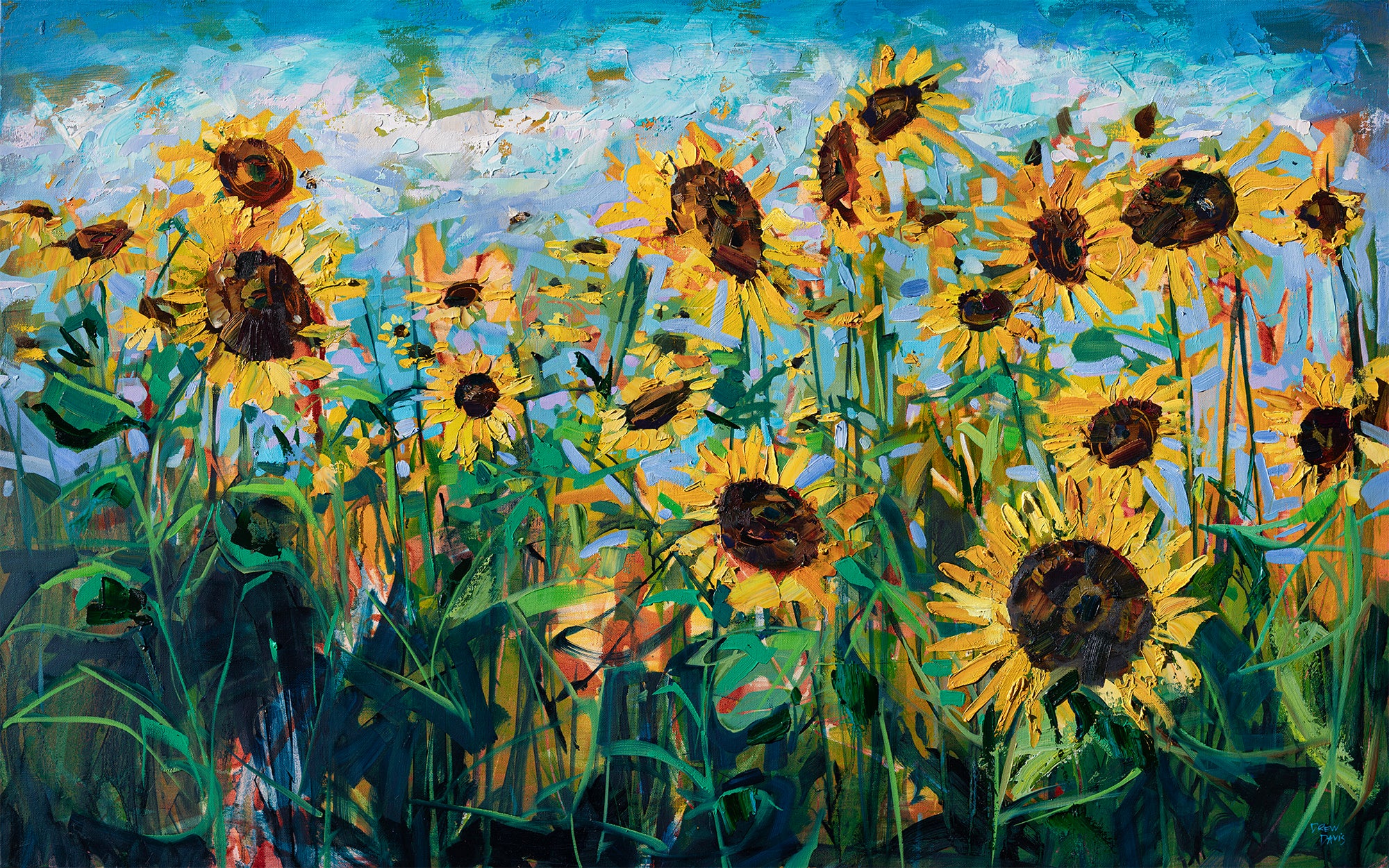 Sunflower Field | 30x48 | Original Oil on canvas