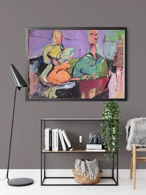 The 3 Musicians And A Cat In A Boat by Drew Davis — Canvas Print, 11×14 in