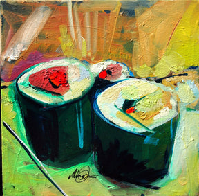 Three Sushi Rolls by Drew Davis — Canvas Print, 12×12 in