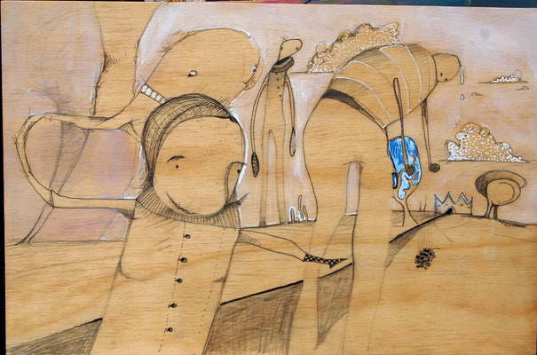 Wood Sketch by Drew Davis — Canvas Print, 9×12 in