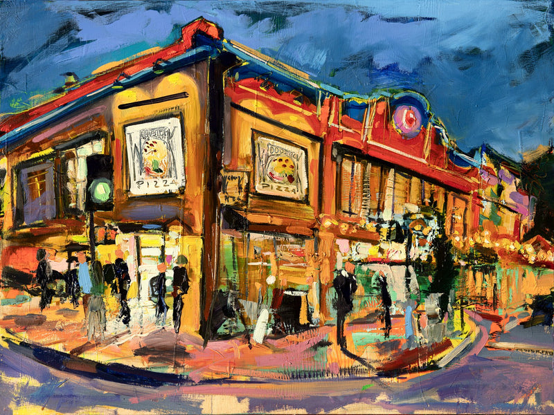 Woodstocks Pizza by Drew Davis — Canvas Print, 18×24 in