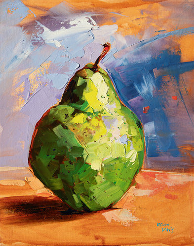 Green Pear by Drew Davis — Oil on Canvas, 48×60 in