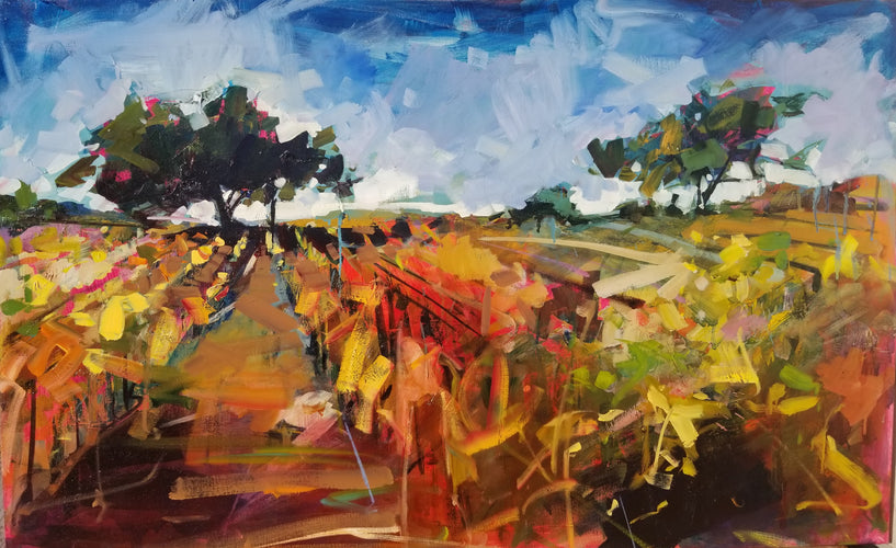 Grey Wolf Vineyards by Drew Davis — Oil on Canvas, 30×48 in