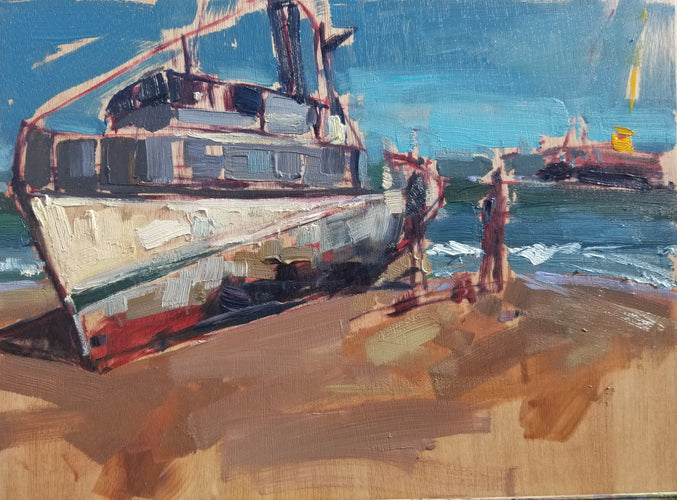 Avila Ship Wreck - Plein Air by Drew Davis — Oil on Panel, 43×56 in