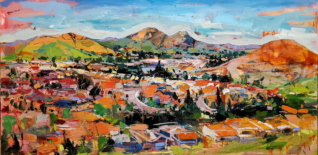 Islay Hill View by Drew Davis — Oil on Canvas, 30×60 in