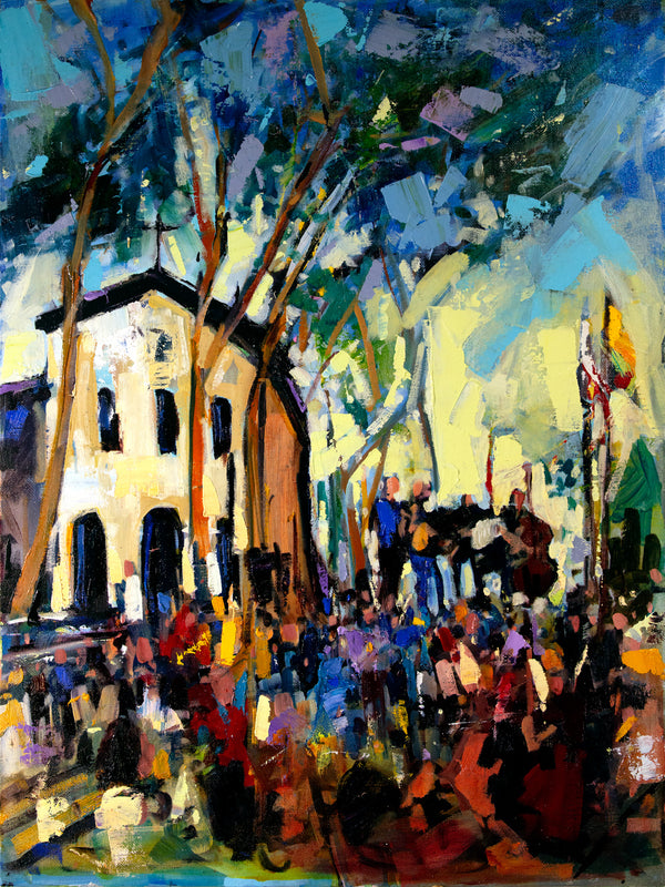 Concerts in the Plaza | 18x24 | Original Oil on Canvas
