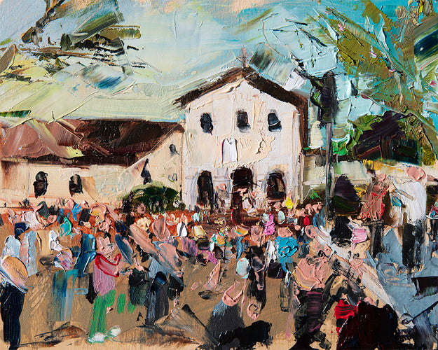 Concerts at the Mission by Drew Davis — Oil on Canvas, 48×60 in