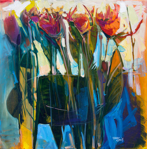 Feral Flowers 1 by Drew Davis — Oil on Canvas, 48×48 in
