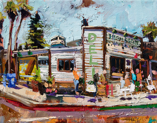 High Street Deli by Drew Davis — Oil on Canvas, 48×60 in