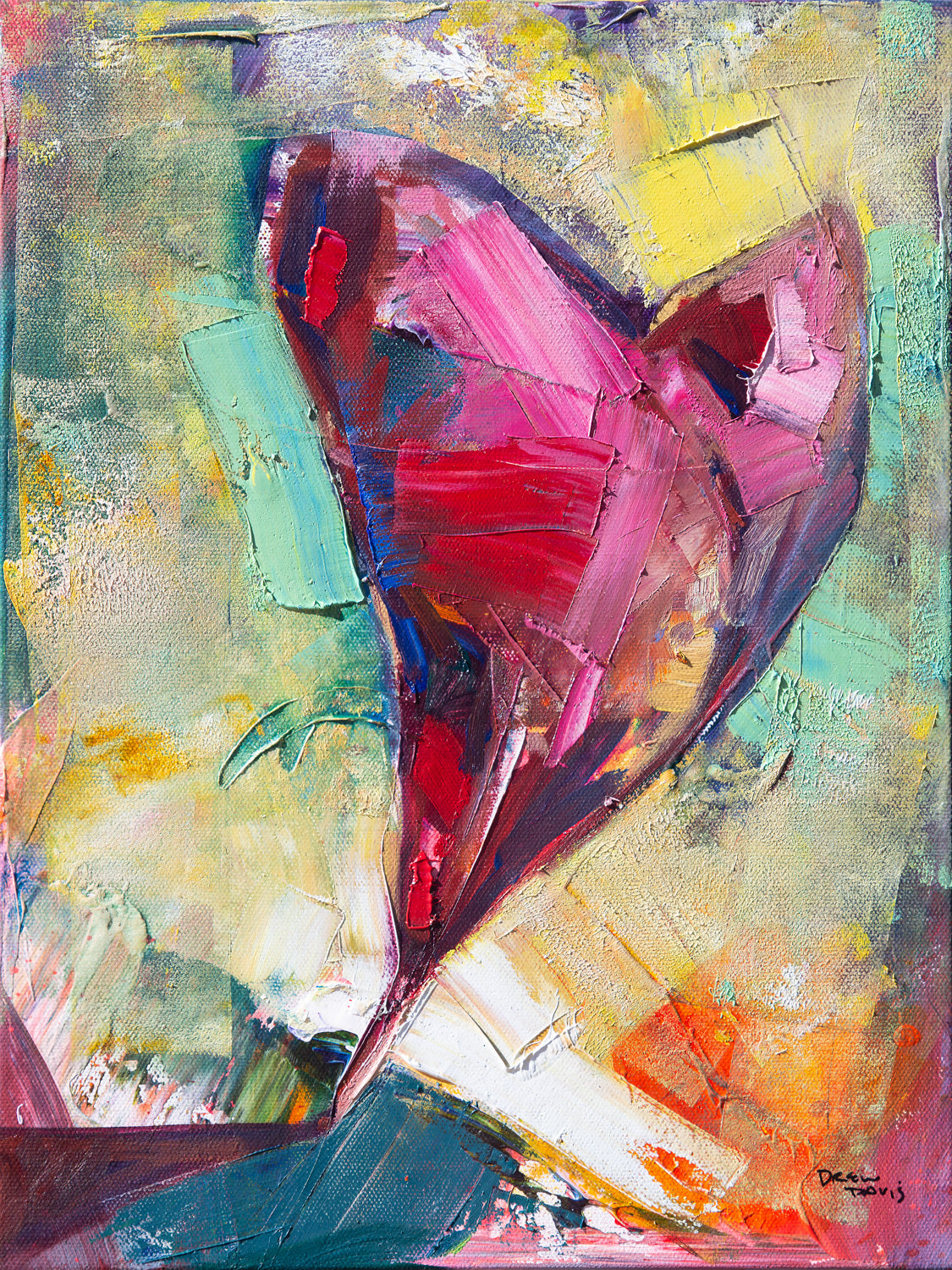 Paper Heart 2 by Drew Davis — Oil on Canvas, 43×56 in