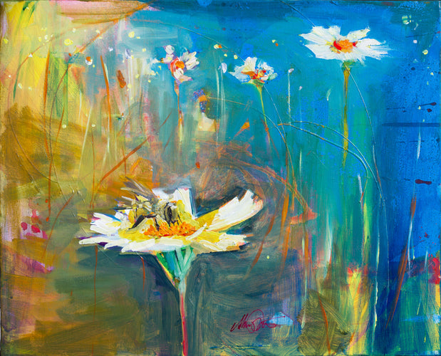 Shell Creek Wild Bees by Drew Davis — Oil on Canvas, 43×56 in
