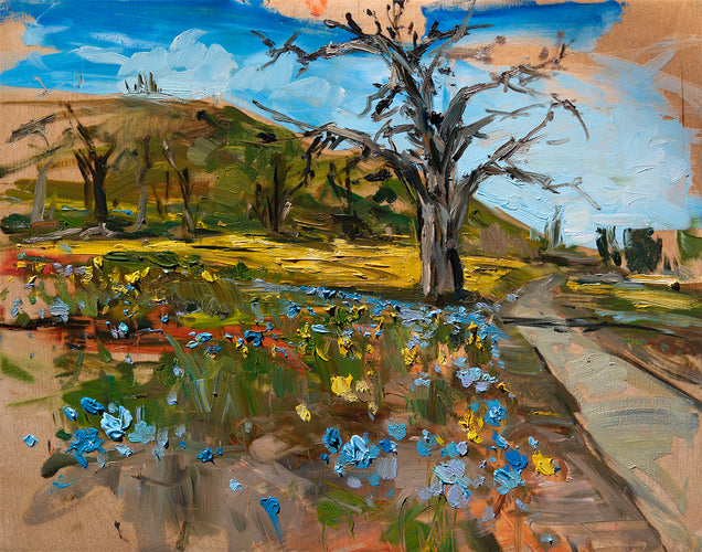 Shell Creek Trees by Drew Davis — Oil on Canvas, 48×60 in