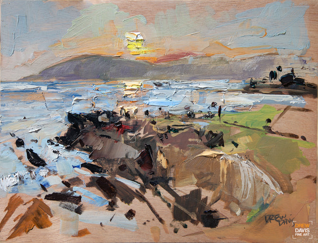 Shell Beach Sunset by Drew Davis — Oil on Canvas, 43×56 in