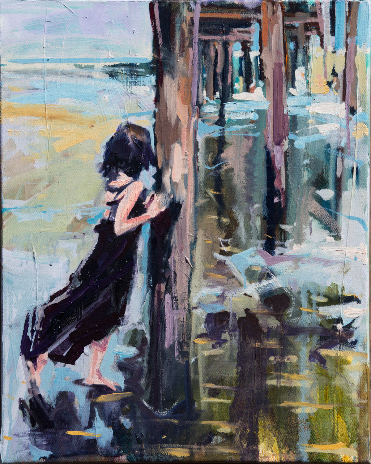 Dreaming at the Pier | 16x20 | Original Oil on Canvas